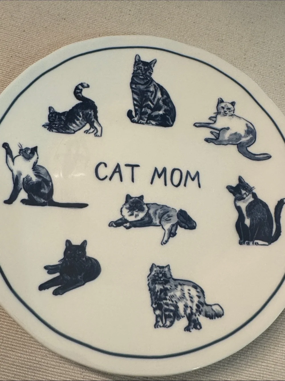 Anthropologie MOLLY HATCH Stoneware Cat Mom Dessert Plate $28 NEW